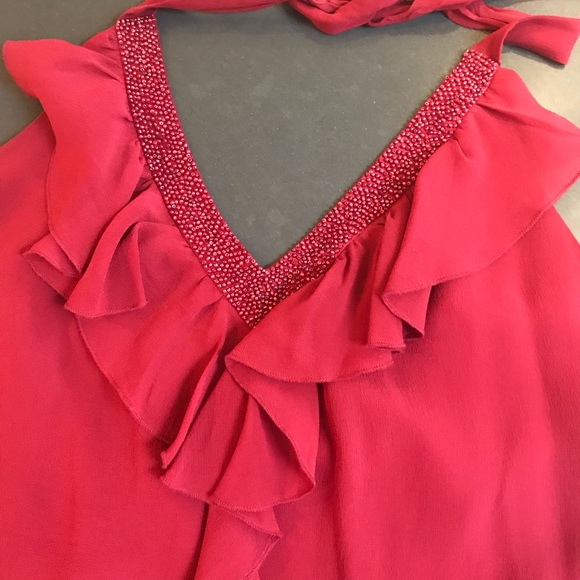 Stunning 100% red silk halter neck top. - Picture 2 of 5